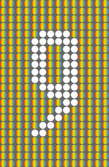 Number nine with white circles on rainbow circles