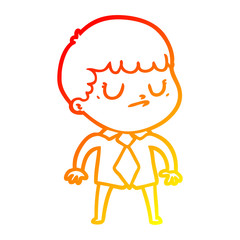 warm gradient line drawing cartoon grumpy boy