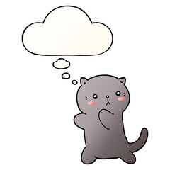 Obraz premium cute cartoon cat and thought bubble in smooth gradient style
