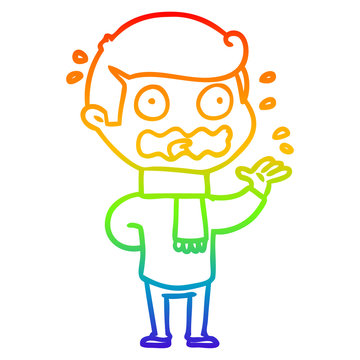 recommend clip art: rainbow gradient line drawing cartoon man totally stressed out