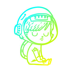 cold gradient line drawing cartoon astronaut woman