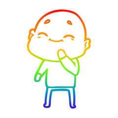rainbow gradient line drawing happy cartoon bald man