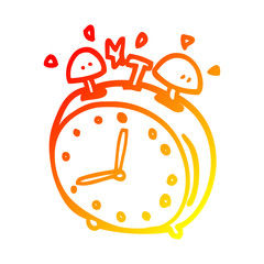 warm gradient line drawing cartoon alarm clock