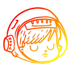 warm gradient line drawing cartoon astronaut face