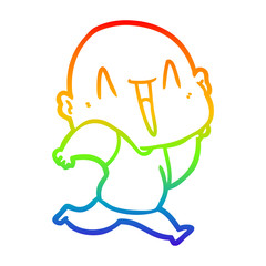 rainbow gradient line drawing happy cartoon bald man