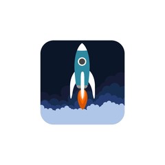 Flat isometric space symbol rocket ship icon