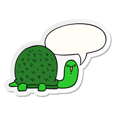 cute cartoon turtle and speech bubble sticker