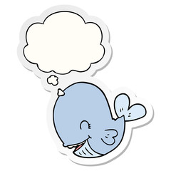 cartoon whale and thought bubble as a printed sticker