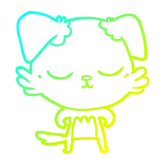 cold gradient line drawing cute cartoon dog