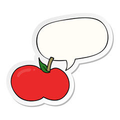 cartoon apple and speech bubble sticker