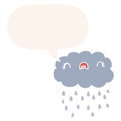 cute cartoon cloud and speech bubble in retro style