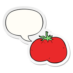 cartoon tomato and speech bubble sticker