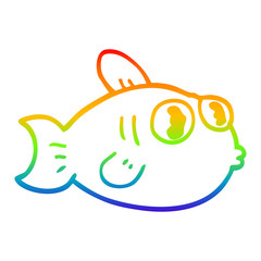 rainbow gradient line drawing cartoon fish