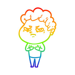 rainbow gradient line drawing cartoon angry man