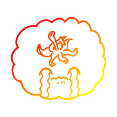 Obraz premium warm gradient line drawing cartoon crying tomato