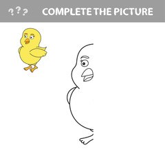 Chicken to be colored, the coloring book for preschool kids with easy educational gaming level