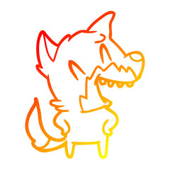 warm gradient line drawing laughing fox cartoon