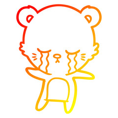 warm gradient line drawing crying cartoon polarbear