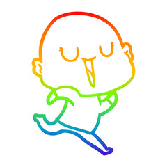 rainbow gradient line drawing happy cartoon bald man