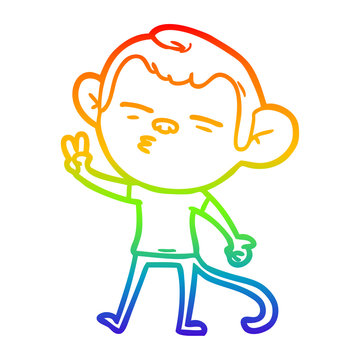 recommend clip art: rainbow gradient line drawing cartoon suspicious monkey