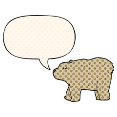 cartoon bear and speech bubble in comic book style