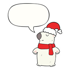 cute cartoon christmas bear and speech bubble