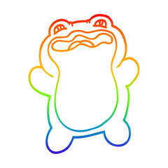 rainbow gradient line drawing funny cartoon frog