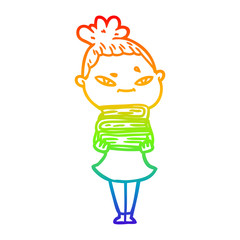 rainbow gradient line drawing cartoon woman