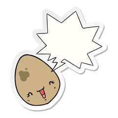 cartoon egg and speech bubble sticker
