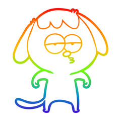 rainbow gradient line drawing cartoon bored dog