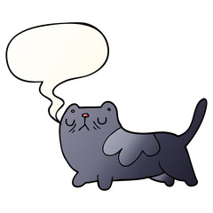 cartoon cat and speech bubble in smooth gradient style