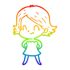 rainbow gradient line drawing cartoon friendly girl