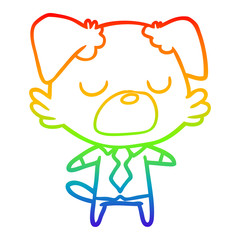 rainbow gradient line drawing cartoon dog manager