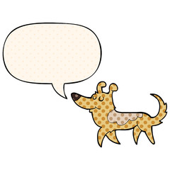 cartoon dog and speech bubble in comic book style