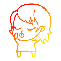 warm gradient line drawing cute cartoon vampire girl