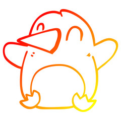 warm gradient line drawing cartoon dancing penguin