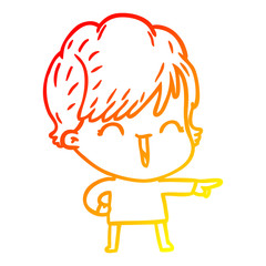 warm gradient line drawing cartoon laughing woman
