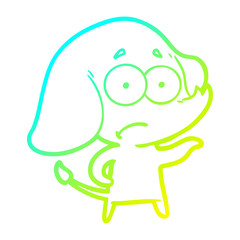 cold gradient line drawing cartoon unsure elephant