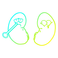 cold gradient line drawing cartoon unhealthy kidney