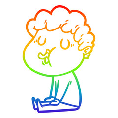 rainbow gradient line drawing cartoon man singing