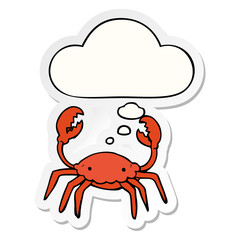 cartoon crab and thought bubble as a printed sticker
