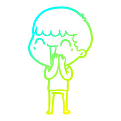 cold gradient line drawing cartoon happy man