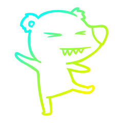 cold gradient line drawing dancing polar bear cartoon