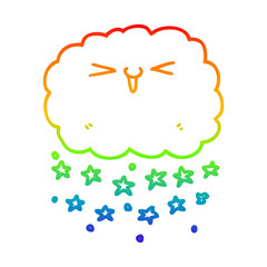 rainbow gradient line drawing happy cartoon cloud