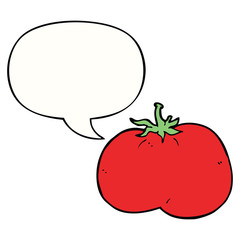 cartoon tomato and speech bubble