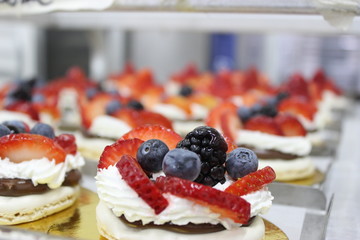 Sweet Pastry with Berries and Cream