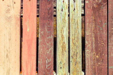Fragment of wooden bridge of painted boards, texture, background