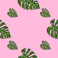 Fototapeta na wymiar Tropical palm leaves, monstera, jungle leaf vector seamless floral summer pattern background