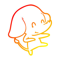 warm gradient line drawing cute cartoon elephant