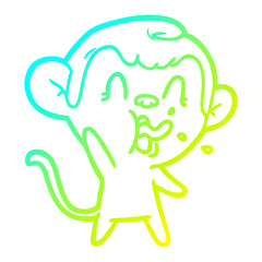 cold gradient line drawing crazy cartoon monkey